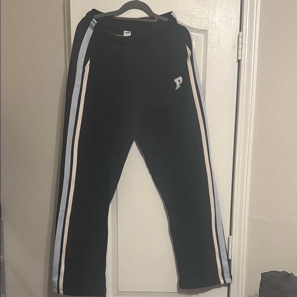 Kids Black Track Pants with White Stripes